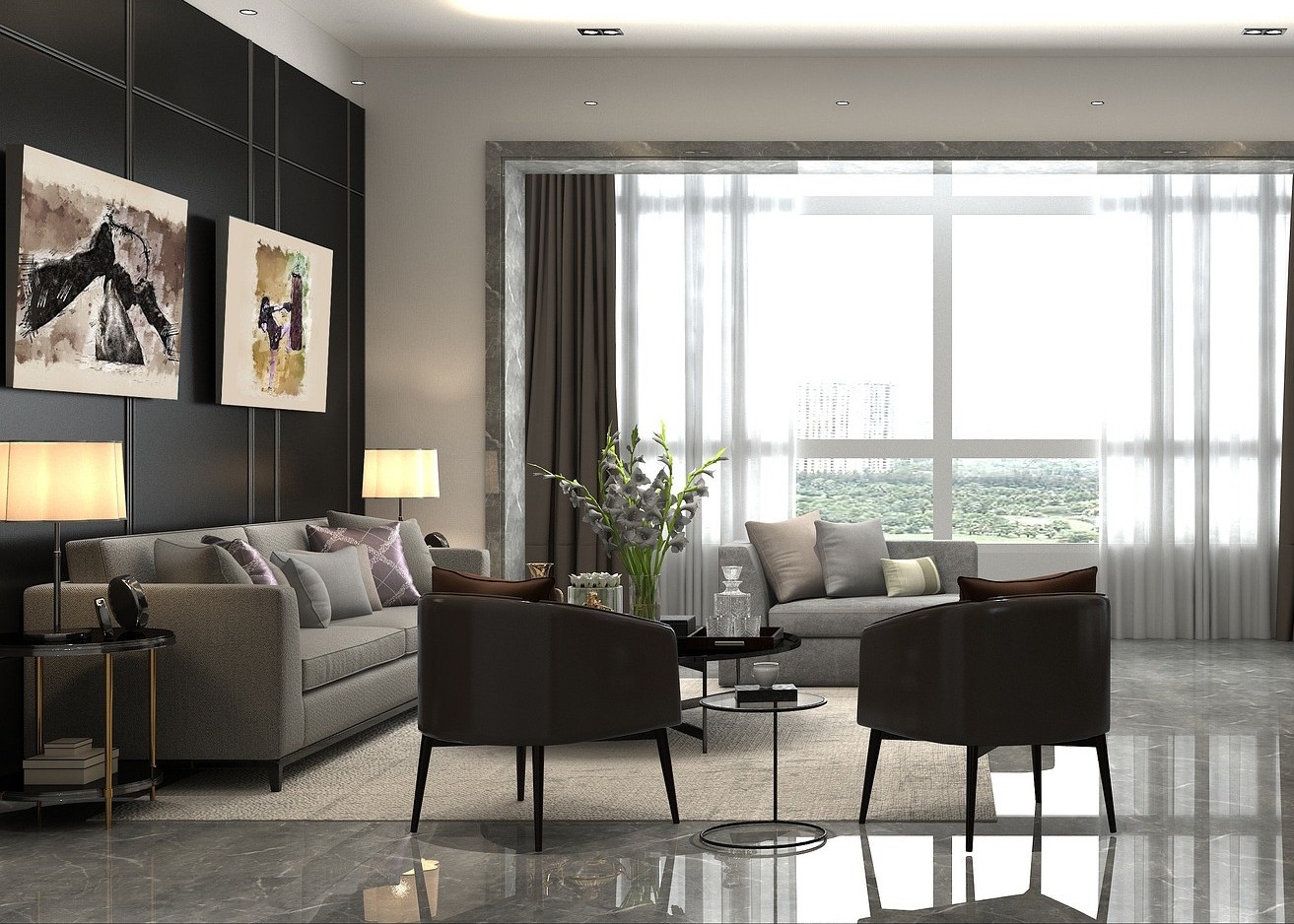 Modern interior living room with open layout and clean lines